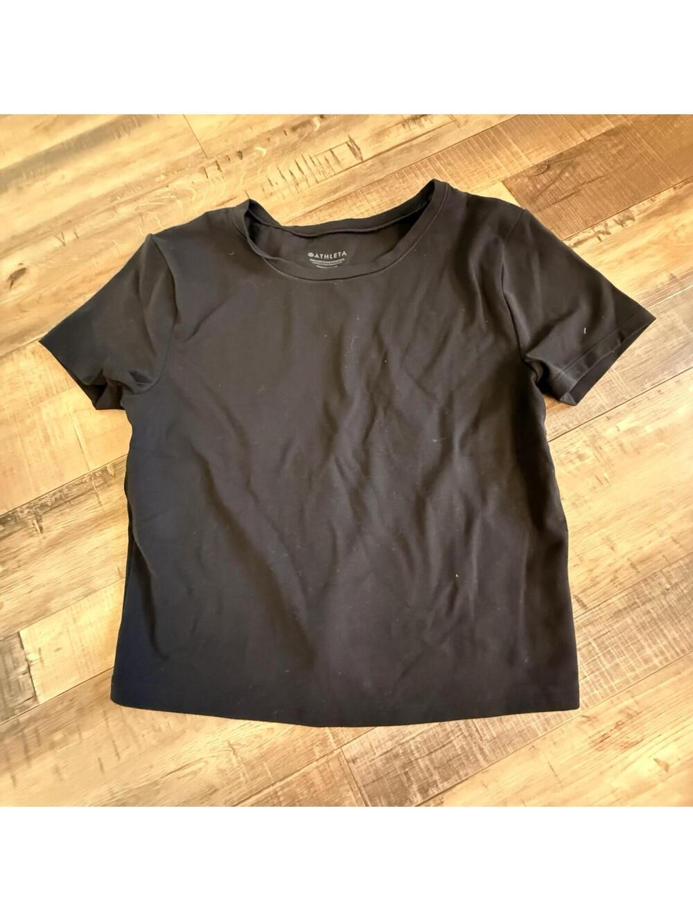 Athleta Open Tee Size Small Black‎ Open Back Gym Sport yoga athleisure